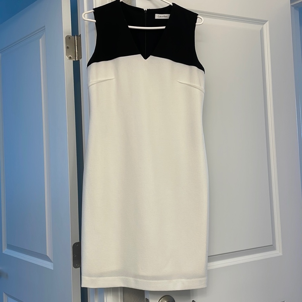 Woman’s black and white Calvin Klein work dress. Size 4. New. No tags.